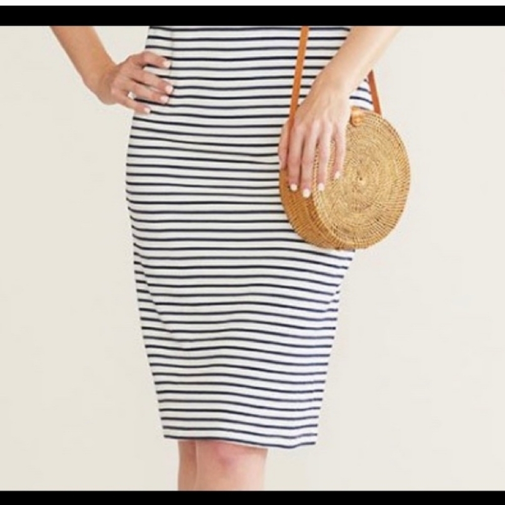Striped Navy and White Sheath Dress - Casual Women’s Dress - Picture 9 of 10